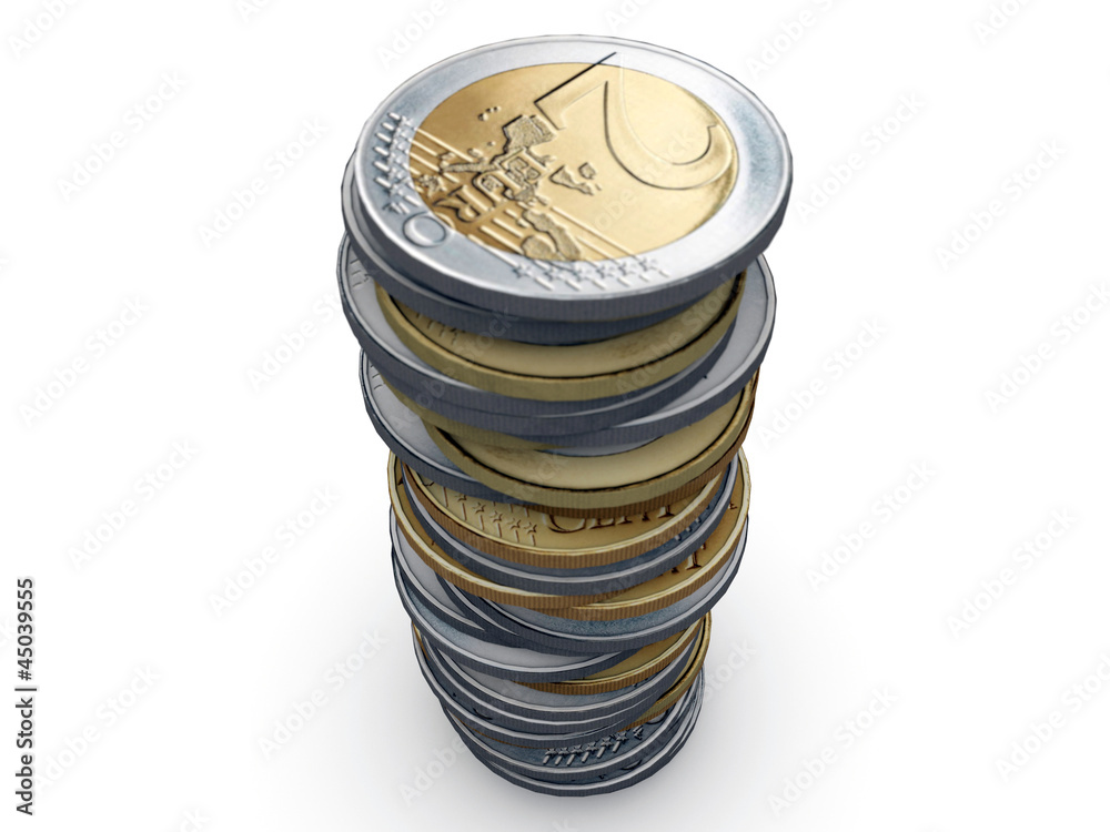 euro coins isolated on white background euro coins isolated on white background