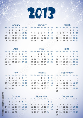simple editable vector calendar 2013