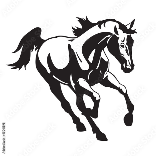 running horse black white image