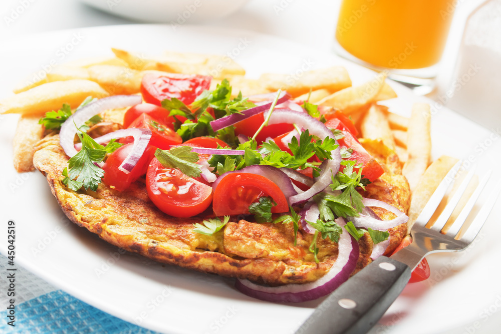 Omelet with tomato salad Omelet with tomato salad