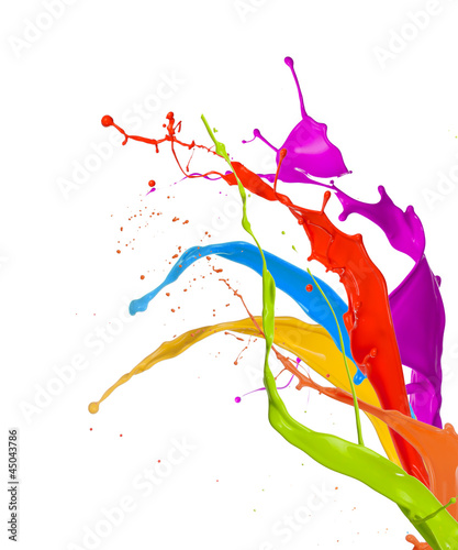  Colored paint splashes isolated on white background