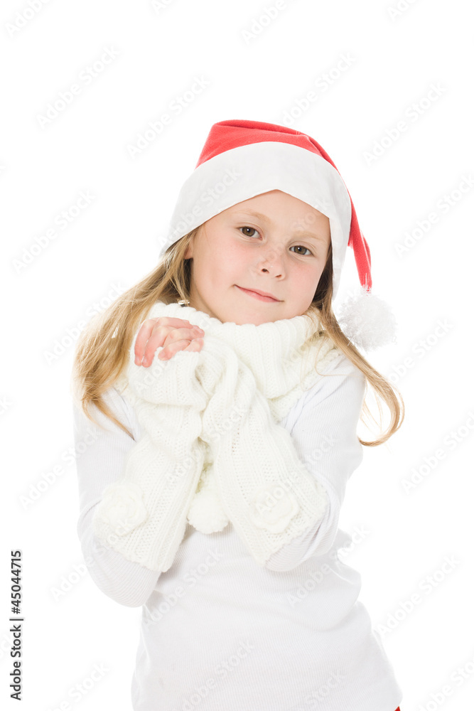 Cute little girl in the santa claus hat Cute little girl in the santa claus hat