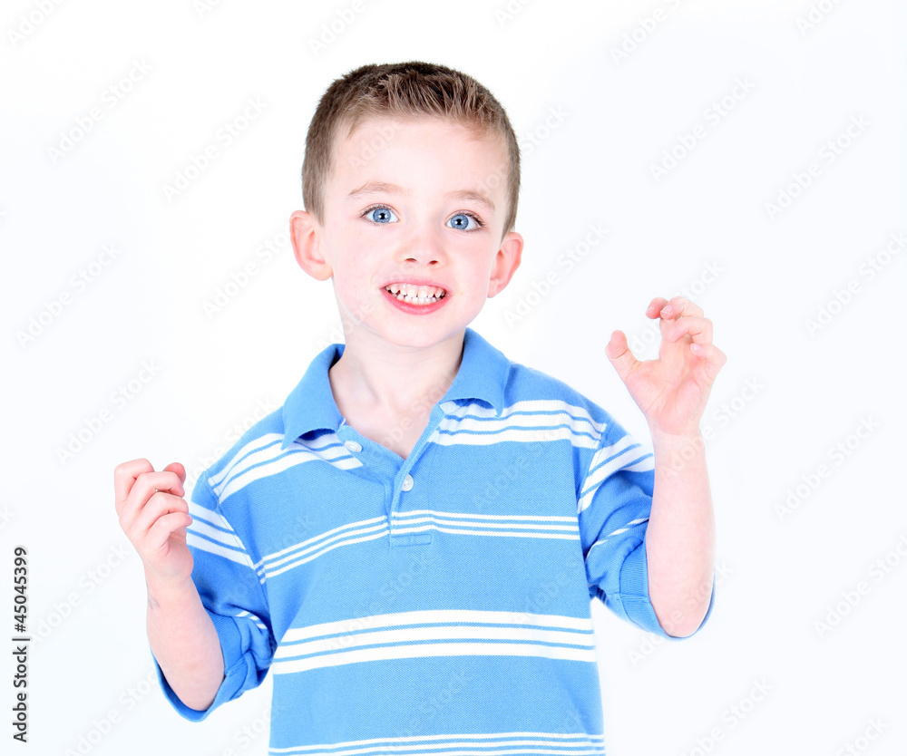 Little boy being silly in studio Little boy being silly in studio