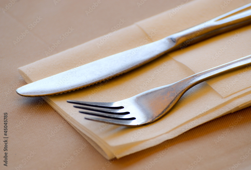 Fork and knife restaurant table set Fork and knife restaurant table set
