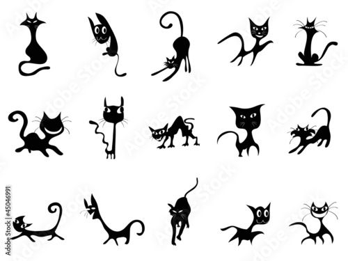 cartoon Black cat silhouettes