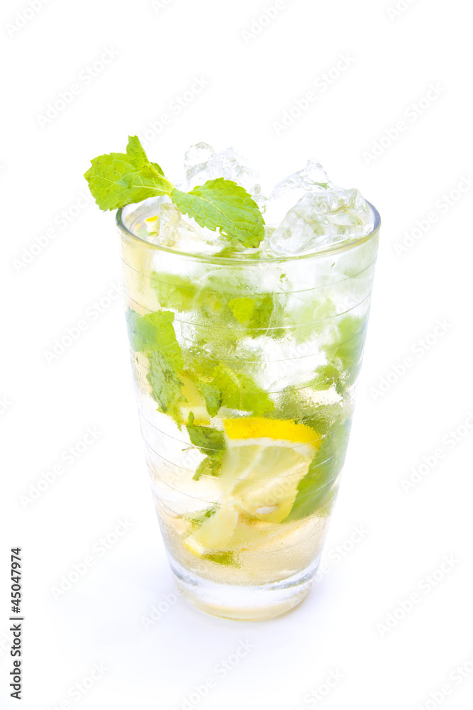 Mojito cocktail mixed with mint,lime and sugar Mojito cocktail mixed with mint,lime and sugar
