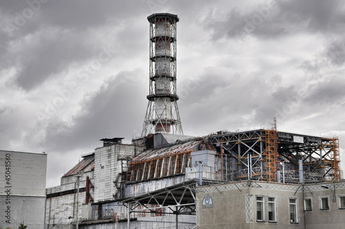 Chernobyl Nuclear Power Plant. front view. photo