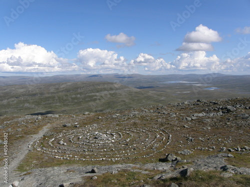 Sacred Sami circle on the top of Saana mountain, Lapland photo