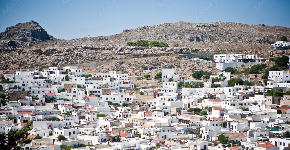 Panoramic view of Lindos Rhodes Island, Greece