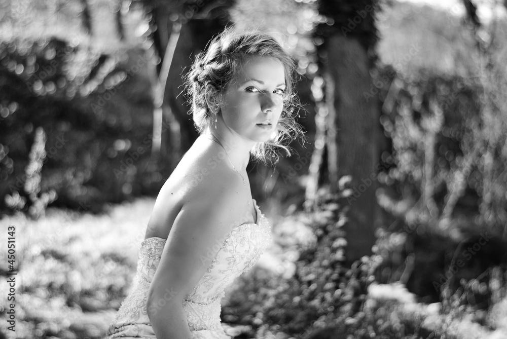 beautiful girl bride in green wood by summer beautiful girl bride in green wood by summer