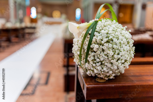 white flowers in church