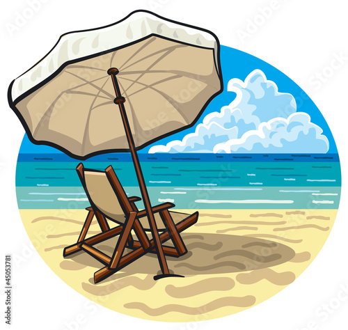 Beach chair and umbrella