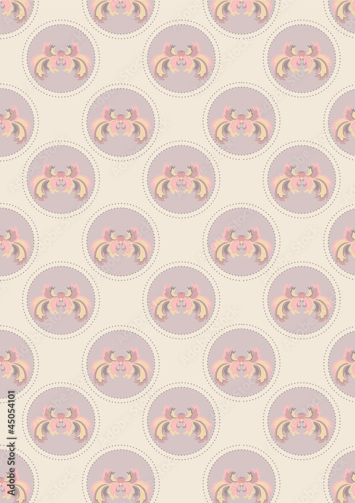 Light beige seamless background with flower and beads Light beige seamless background with flower and beads