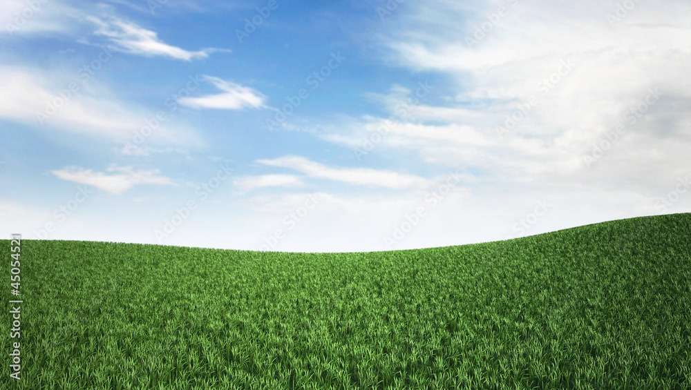 Blue sky and green hill Blue sky and green hill