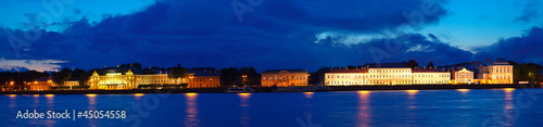  view of Vasilyevsky Island in night. Saint Petersburg