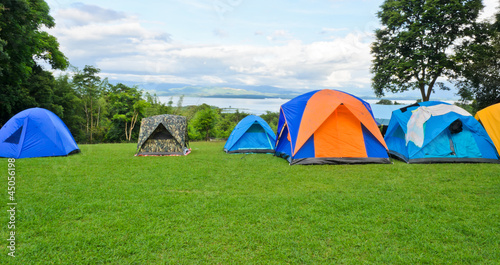 Camping tents on the mountain