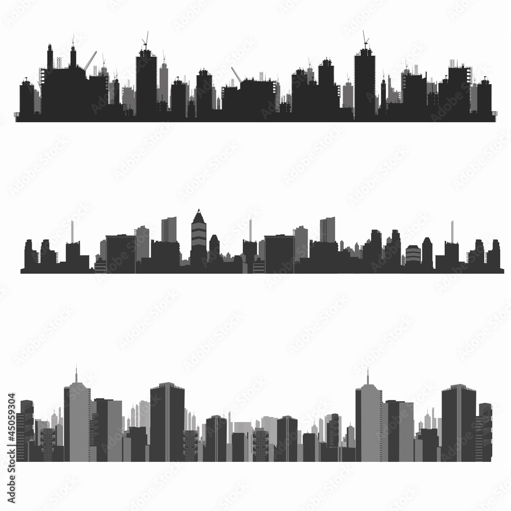 Vector illustration.City skyline.construction site and cranes