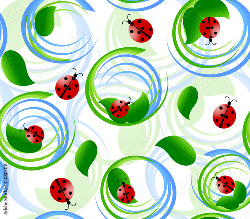 Vector illustration of seamless pattern with ladybug © Trish