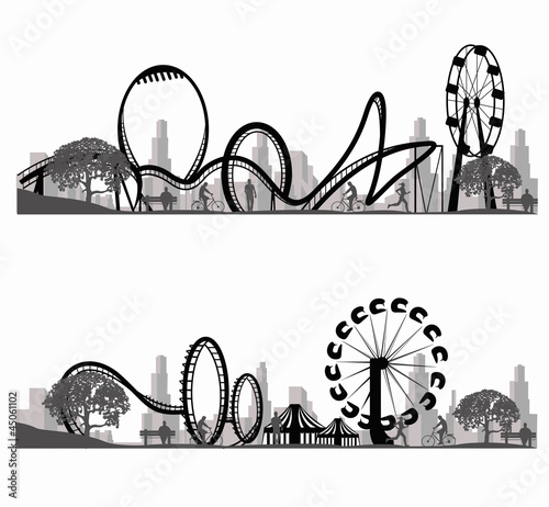 Vector illustration.Roller Coaster Silhouette