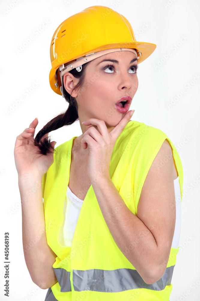 Woman with yellow helmet Woman with yellow helmet