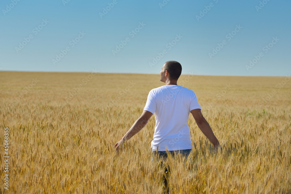 man in wheat field