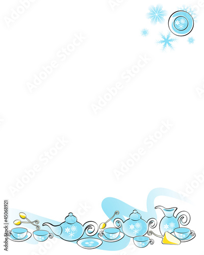 background with teaware set - winter