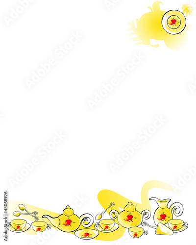 background with teaware set - autumn