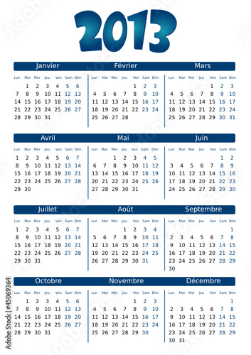 Calendrier 2013 simple - facilement éditable