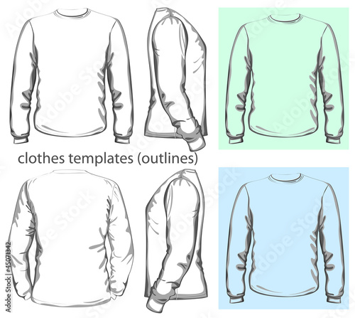 Vector. Men's t-shirt design template. outline
