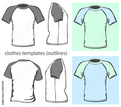 Men's t-shirt design template. Raglan sleeve. outline