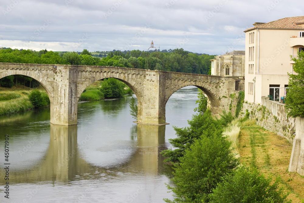 beautiful view of old bridge in Carcassone