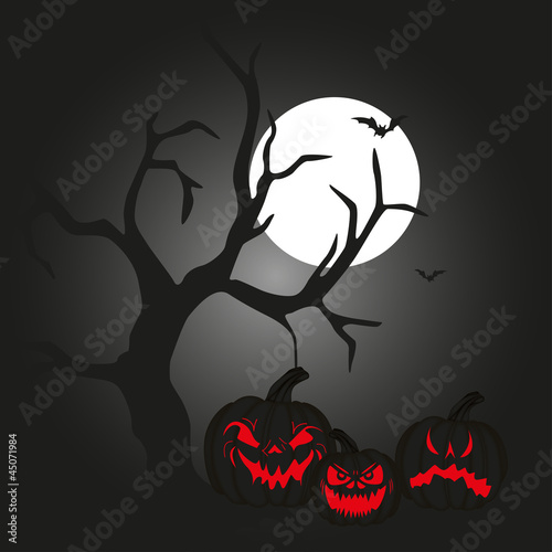 Halloween gruseliger Baum mit Kürbissen
