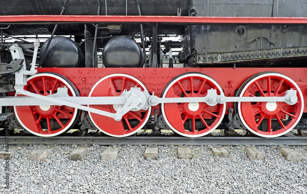 Naklejka premium Steam locomotive wheels