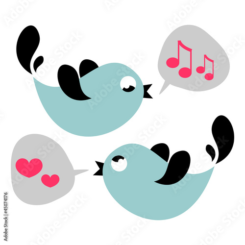 Cute birds singing love card