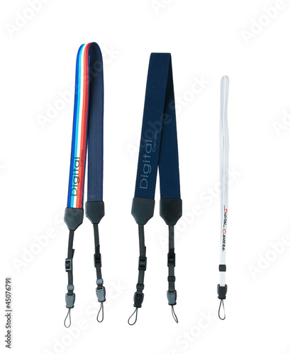 Digital camera straps isolated on white