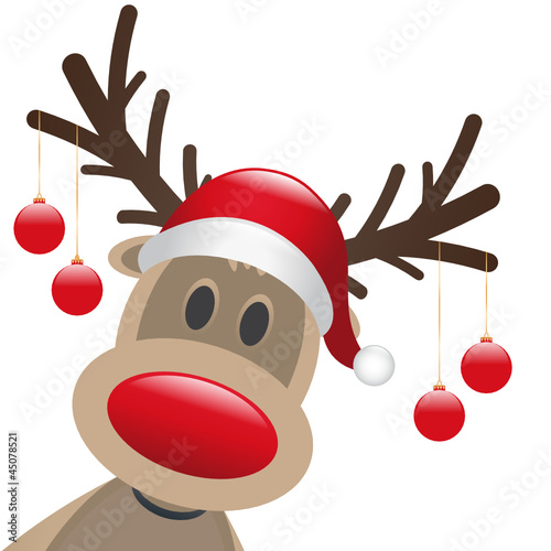rudolph reindeer red nose christmas balls photo