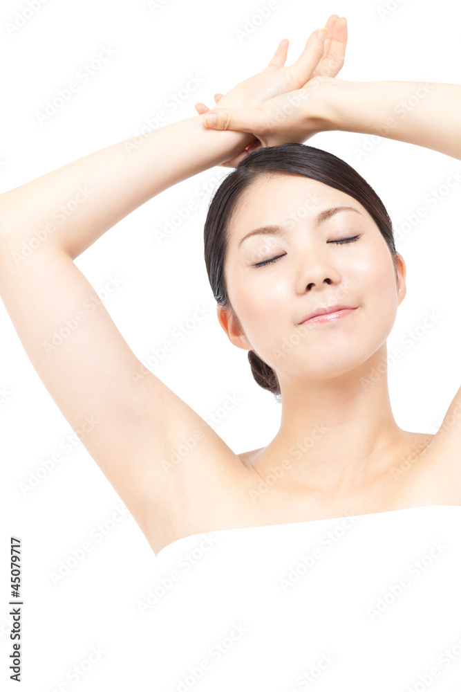 Beautiful young woman on white background. Portrait of asian. Beautiful young woman on white background. Portrait of asian.