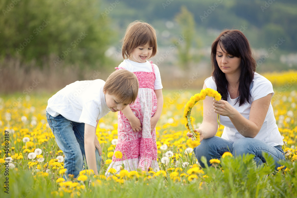 Family picking flowers Family picking flowers