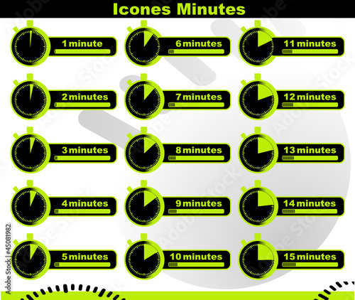 icônes minutes sur chronomètre vert et noir