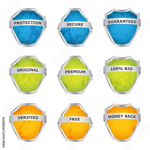 colorful guarantee label shields