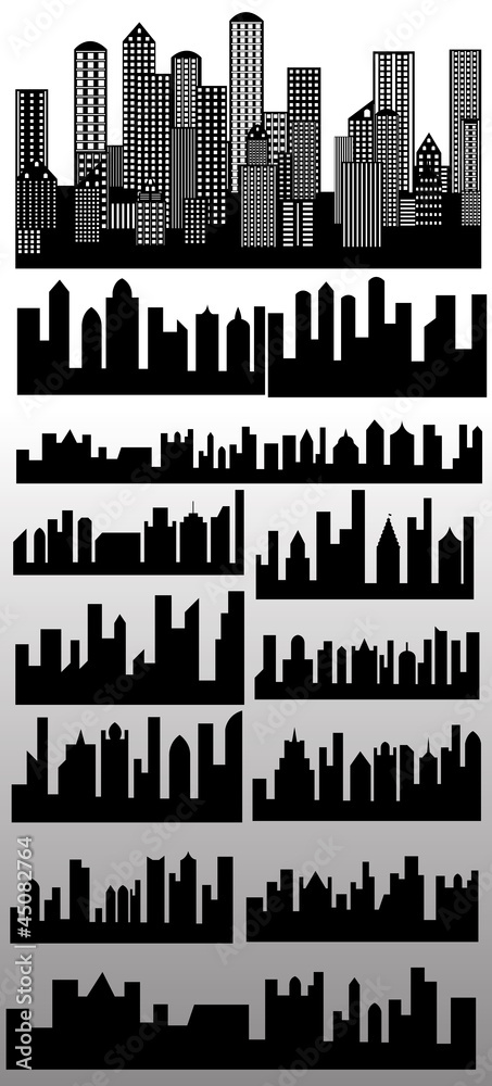 Skylines Silhouettes Vectors