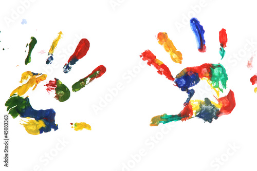 Color hands print, isolated on white