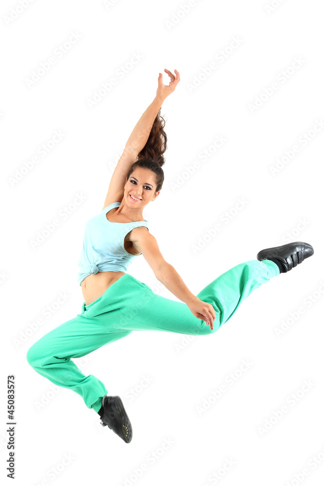 young modern dancer  posing, isolated on white