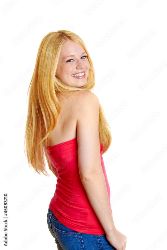pretty smiling girl against isolated on white background pretty smiling girl against isolated on white background
