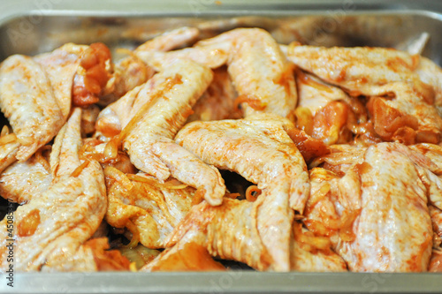 marinated chicken meat shas...