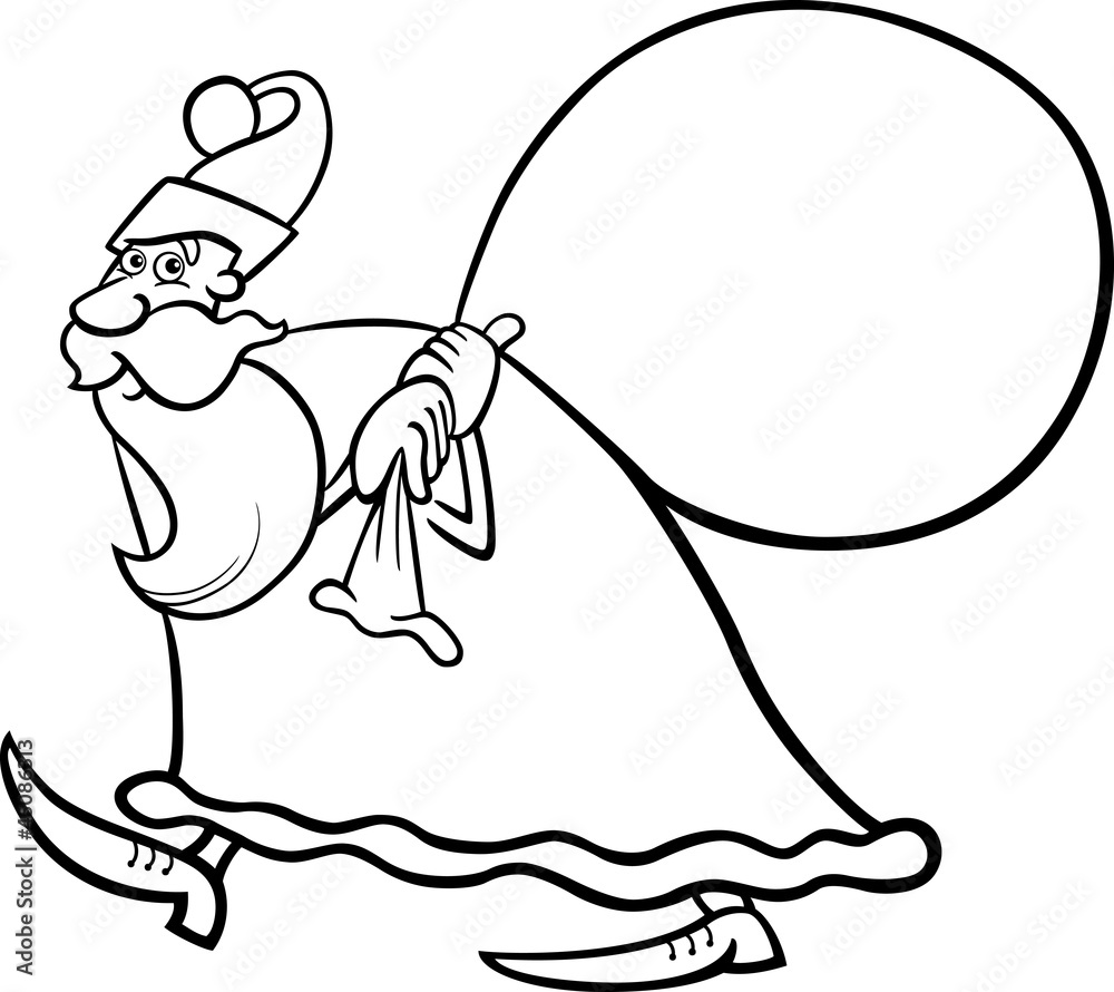 Fototapeta premium santa claus cartoon for coloring book