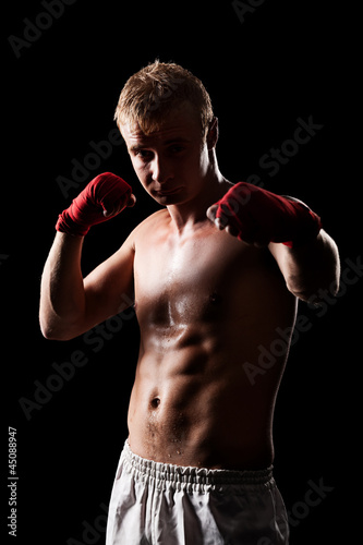 boxer over black background