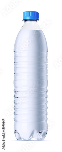 0.6 liter plastic bottle of water. Isolated on white.