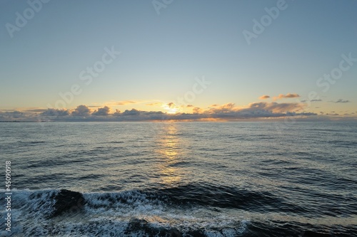 Sunset over the Atlantic Ocean from the coast of Northern Norway