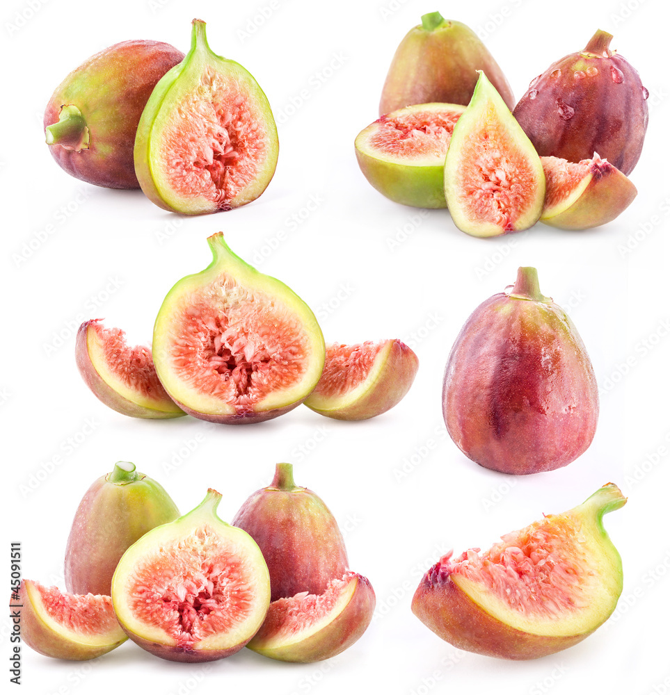 Collection of Figs and slices isolated on white background Collection of Figs and slices isolated on white background
